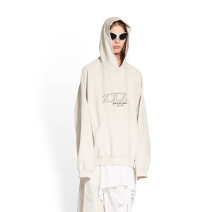 Men's Balenciaga Xxxl Patched T-shirt Oversized Off Hoodie White | 2614SCFRP