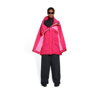 Women's Balenciaga 3b Sports Icon High Collar Parka Jackets Pink | 9810CJRFI