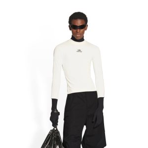 Women's Balenciaga 3b Sports Icon Piping Off T Shirts White | 0617BIXRW