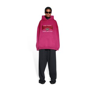 Women's Balenciaga B Authentic Large Fit Hoodie Pink | 0618WCPHT