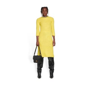 Women's Balenciaga Back-to-front Short Dress Skirts Yellow | 2856IUXCT