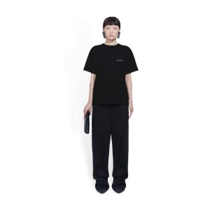 Women's Balenciaga Balenciaga Large Fit T Shirts Black | 8196WCFQT