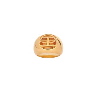 Women's Balenciaga Bb Signet Ring Jewelry Gold | 2584WOFUQ