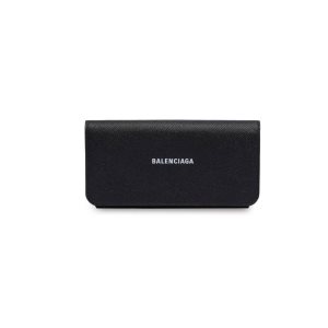 Women's Balenciaga Cash Thin Money Wallets Black / White | 8345QWMBA