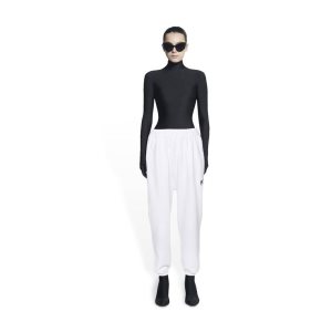 Women's Balenciaga Cities Paris Stretch Knee Pants White | 4103RSGMP