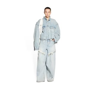 Women's Balenciaga Deconstructed Jackets Light Blue | 5419SXKON