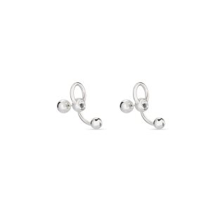 Women's Balenciaga Force Ball Earrings Jewelry Silver | 0539NYWSI