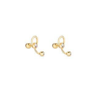 Women's Balenciaga Force Ball Earrings Jewelry Gold | 2975PKYSR