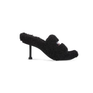 Women's Balenciaga Furry 80mm Pumps Black / White / Red | 8056UKZCX