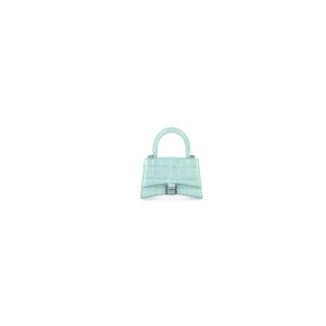 Women's Balenciaga Hourglass Chain Crocodile Embossed Mini Bag Mint | 0183KOEPH