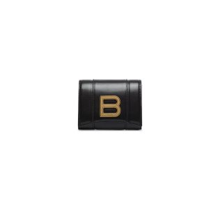 Women's Balenciaga Hourglass Compact Wallets Black | 5402OMJNK