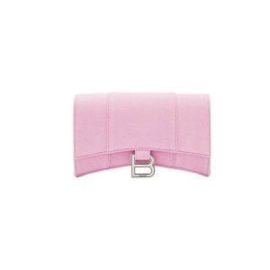 Women's Balenciaga Hourglass With Chain Denim Wallets Pink | 9346LGCOD