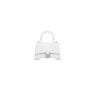 Women's Balenciaga Hourglass Xs Bb Monogram Coated Canvas Handbag White | 8254KRLYO