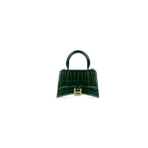 Women's Balenciaga Hourglass Xs Crocodile Embossed Mini Bag Green | 6341OMBUC