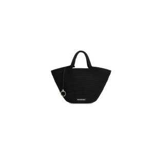 Women's Balenciaga Ibiza Medium Basket With Strap Tote Bags Black | 7364ZBNGW