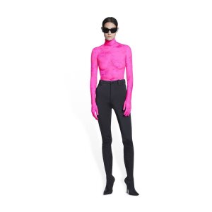 Women's Balenciaga Lingerie Turtleneck Tops Pink | 6230BPHLX