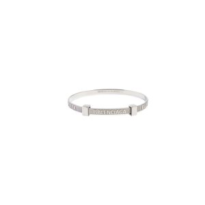 Women's Balenciaga Logo Hoop Bracelet Jewelry Silver | 3825FLJKR