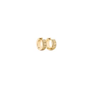 Women's Balenciaga Logo Hoop Earrings Jewelry Gold | 1276TOVSY