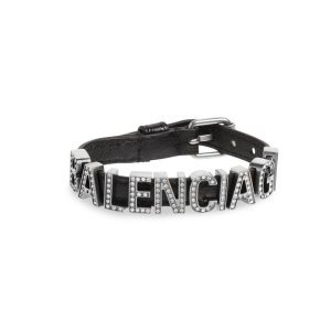 Women's Balenciaga Logo Letter Bracelet Jewelry Black | 1097ZBCIU