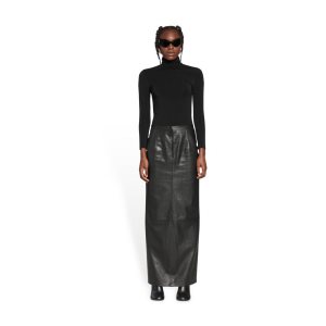 Women's Balenciaga Maxi Tube Skirts Black | 4185MDEHW