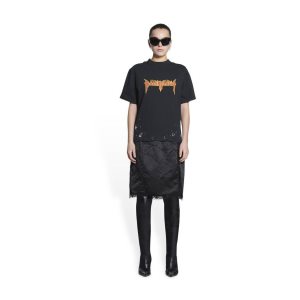 Women's Balenciaga Metal T-shirt Slip Dress Skirts Black | 6324WDANT