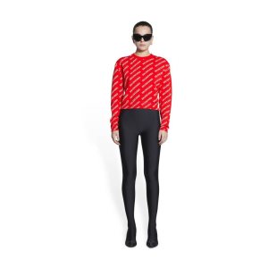 Women's Balenciaga Mini Allover Logo Sweater Knitwear Red | 8964ZXITU