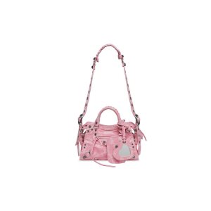 Women's Balenciaga Neo Cagole Xs Bb Monogram Denim Handbag Pink | 6847HGCXR