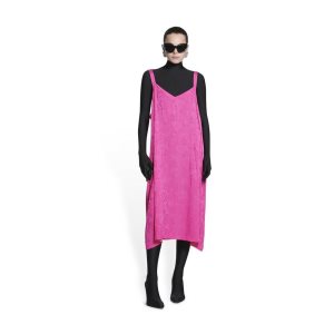 Women's Balenciaga Oversized Slip Dress Skirts Pink | 9476OQXLR