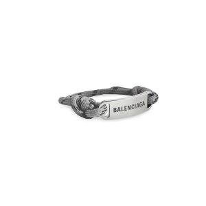 Women's Balenciaga Plate Bracelet Jewelry Black | 4625ERPYC