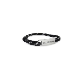 Women's Balenciaga Plate Bracelet Jewelry Black / White | 8032DTWCK