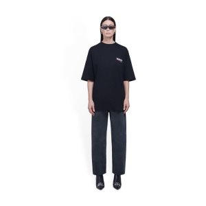 Women's Balenciaga Political Campaign Large Fit T Shirts Black | 1098TQVKF