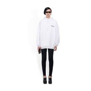 Women's Balenciaga Political Campaign Large Fit Hoodie White | 1927JXBKM