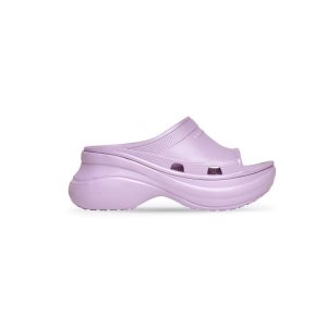 Women's Balenciaga Pool Crocs Slide Sandals Purple | 6491KWDXL