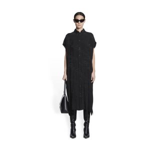 Women's Balenciaga Rawcut Dress Skirts Black | 0583EGQOA