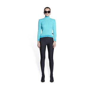 Women's Balenciaga Reversible Fitted Sweater Knitwear Blue | 5463AQGJR