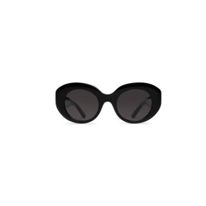 Women's Balenciaga Rive Gauche Round Sunglasses Black | 3865HXVZY