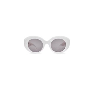 Women's Balenciaga Rive Gauche Round Sunglasses White | 9503ZRGOE