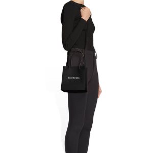 Women's Balenciaga Shopping Xxs North South Tote Bags Black | 3762RLGYS