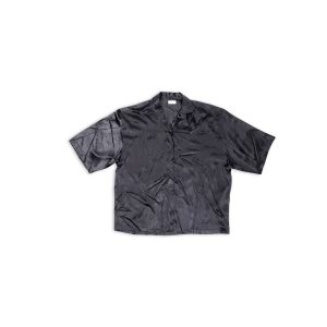 Women's Balenciaga Short Sleeve Shirt Tops Black | 1895ILBWN