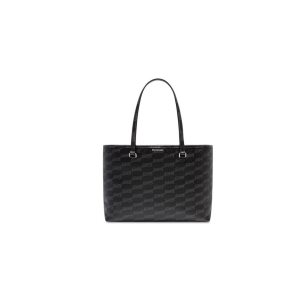 Women's Balenciaga Signature Medium East-west Bb Monogram Coated Canvas Tote Bags Black | 1605GHQDW