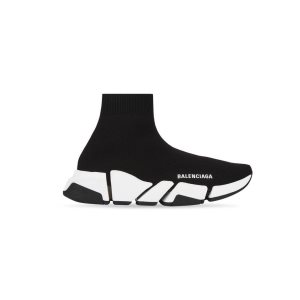 Women's Balenciaga Speed 2.0 Recycled Knit With Bicolor Sole Sneakers Black / White | 0913KSCZN