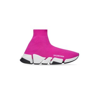 Women's Balenciaga Speed 2.0 Recycled Knit With Bicolor Sole Sneakers Dark Pink | 9712IYATM