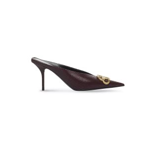 Women's Balenciaga Square Knife Bb 80mm Mule Pumps Burgundy | 8619IUCTA