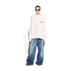 Women's Balenciaga Strike 1917 Oversized Hoodie Cream | 7902APOXQ