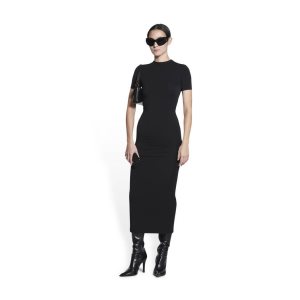 Women's Balenciaga Superlong Stretch Dress Skirts Black | 3108EIFHP