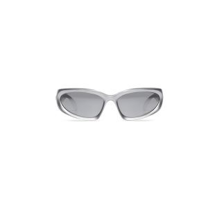 Women's Balenciaga Swift Oval Sunglasses Silver | 0251KBSCR