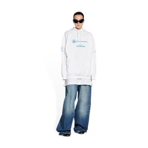 Women's Balenciaga Wfp Medium Fit Hoodie White | 2643SXDNE