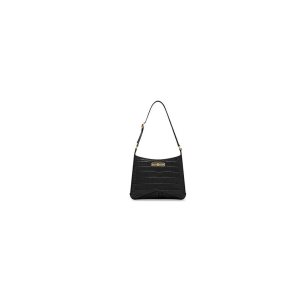 Women's Balenciaga Xx Small Hobo Crocodile Embossed Handbag Black | 5986NIDRL