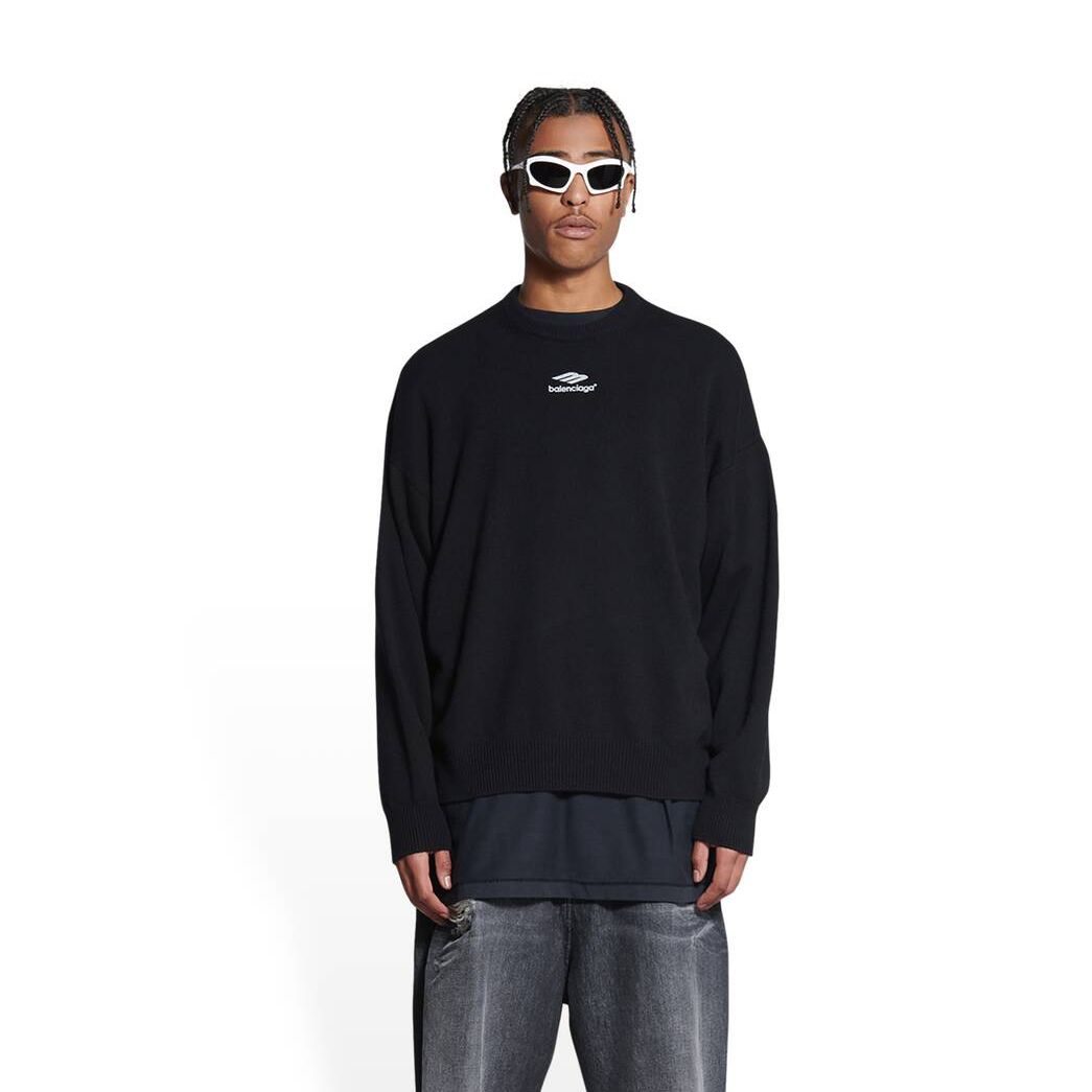 Men's Balenciaga 3b Sports Icon Sweater Knitwear Black | 9310XGYPB