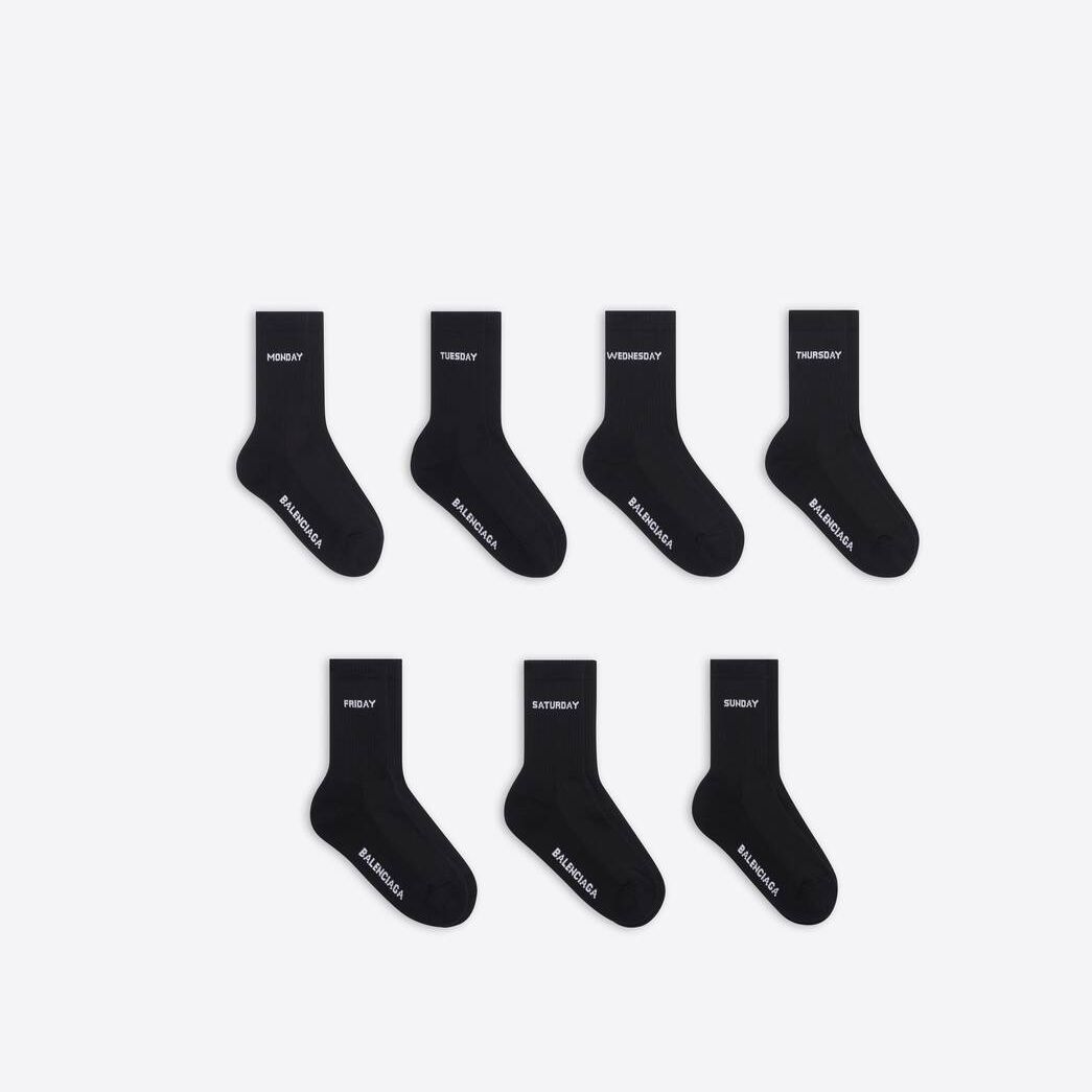 Men's Balenciaga 7 Set Socks Black | 1897MTXKL